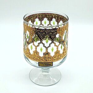 Vintage Culver 22K Gold Valencia Glass Pedestal Candy Jar NWT